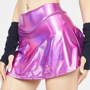 ❤️Dolls Kill Club Exx Fairy Type Holographic Skort Holo Metallic Rave Skirt